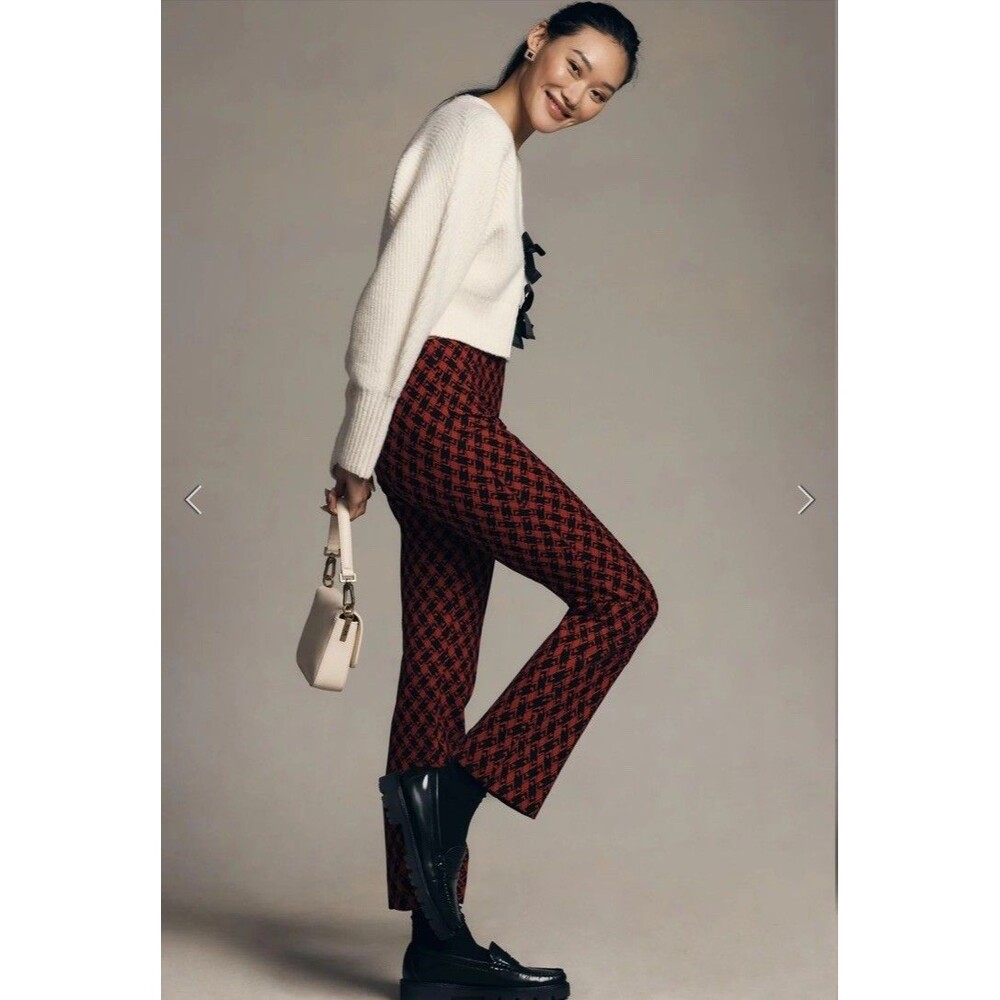 NEW Maeve By Anthropologie XXS The Margot Kick Flare Cropped Red Pants NWOT